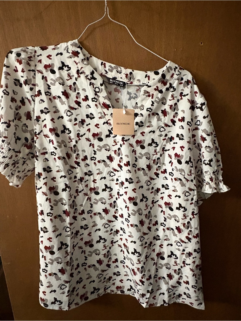 BloomChic White Short Sleeve Floral Spot Blouse